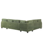 U-Shaped Upholstered Sectional Sofa with Movable Ottoman
