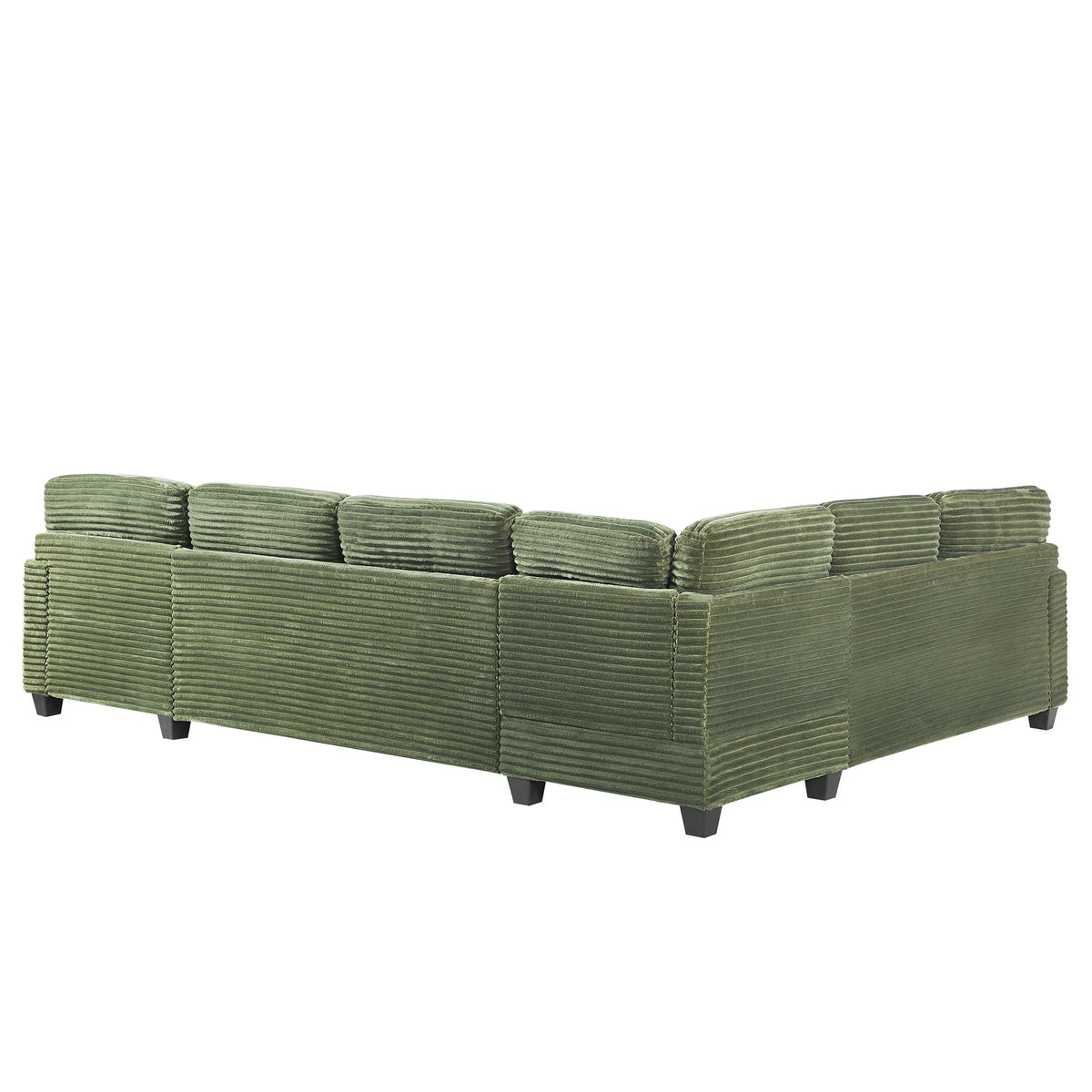 U-Shaped Upholstered Sectional Sofa with Movable Ottoman