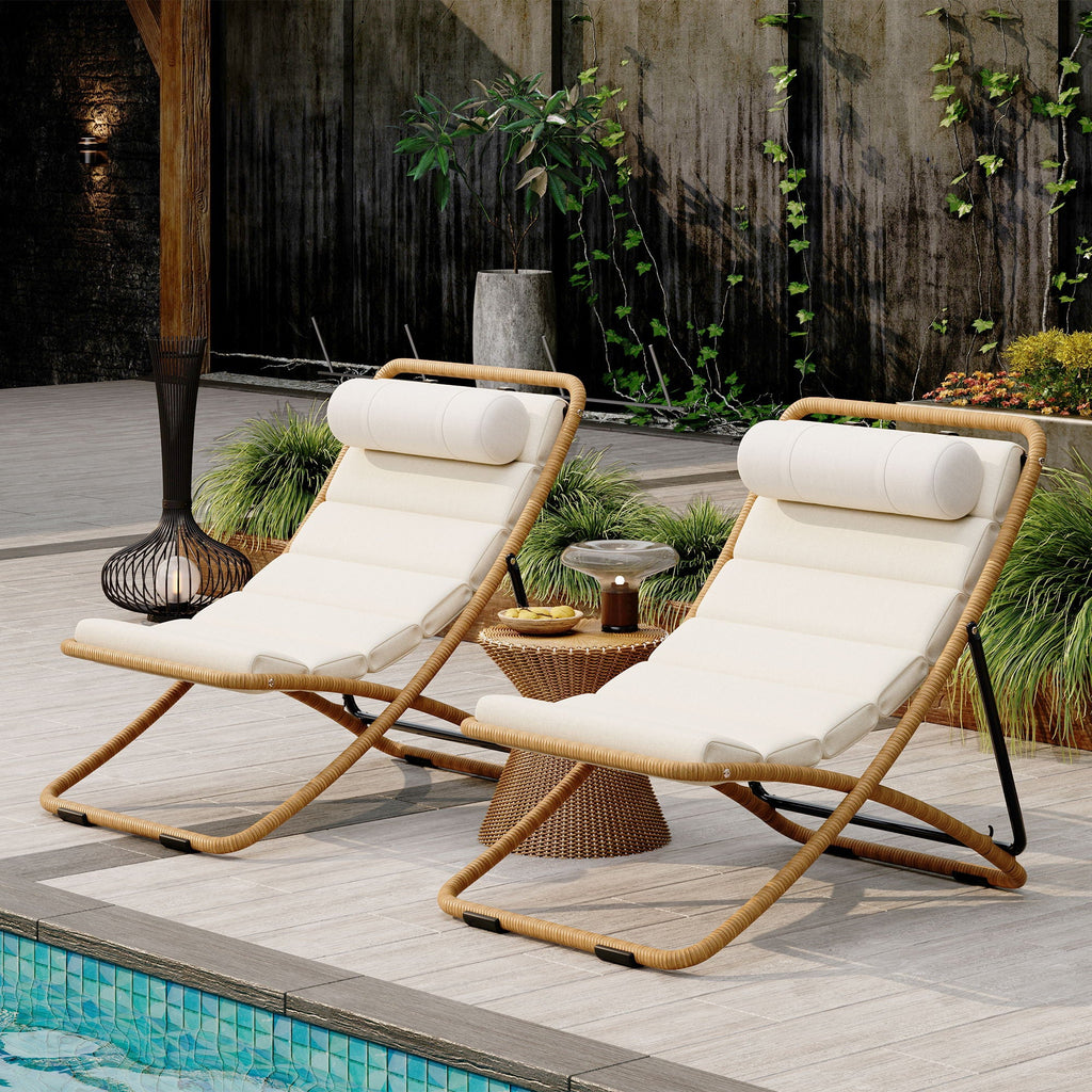 Outdoor Folding Chair Set with Adjustable Backrest – Black or Yellow