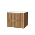 30" Wall Mounted Bathroom Vanity with Sink and Soft Close Drawers - Walnut