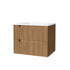 30" Wall Mounted Bathroom Vanity with Sink and Soft Close Drawers - Walnut