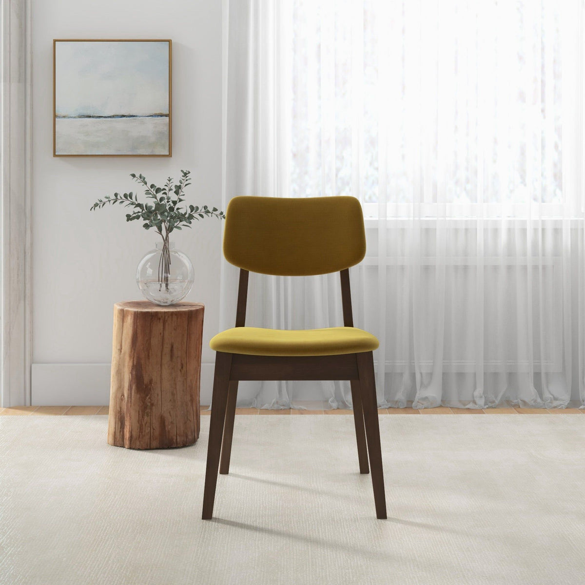 Solid Back Side Chair Set with Mid-Century Modern Design - Multiple Colors