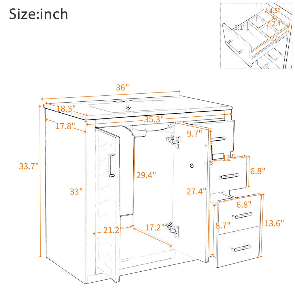 Bathroom Vanity With Sink Combo, Storage Cabinet, Freestanding Set