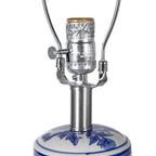 Blue and White Ceramic Vase Table Lamp with Linen Shade - White + Blue
