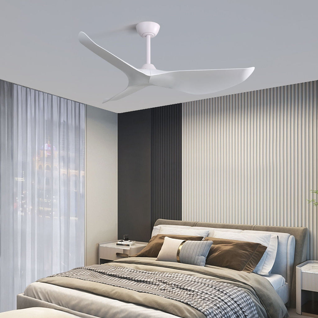 52" Indoor Ceiling Fan Without Light with 6-Speed DC Motor and Remote - White