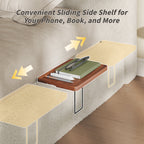 AirFrame Queen Bed Frame with Adjustable Sliding Side Table - Off-White Sherpa