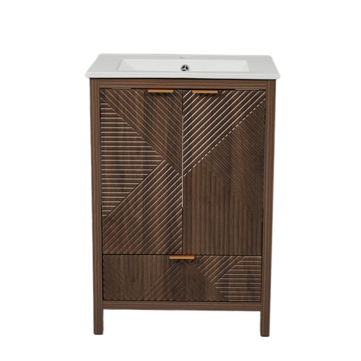 Modern Bathroom Vanity with Sink Combo – Compact Storage - Dark Brown or White