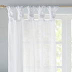 Twist Tab Voile Sheer Window Pair with Twist Tab Top - White