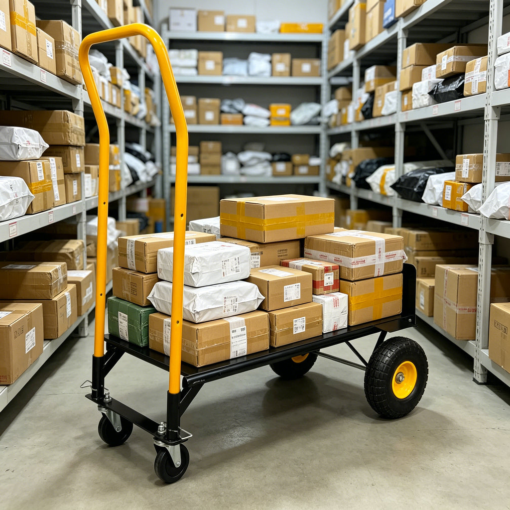 Dual Purpose Hand Truck Cart with Convertible Dolly Design - Black/Yellow
