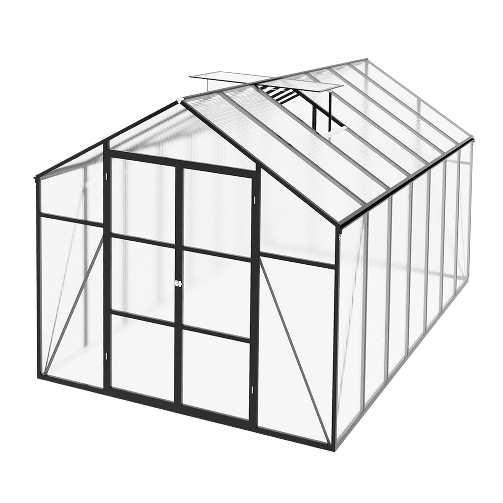 Gain Height Windproof Greenhouse with Heavy-Duty Frame - Black