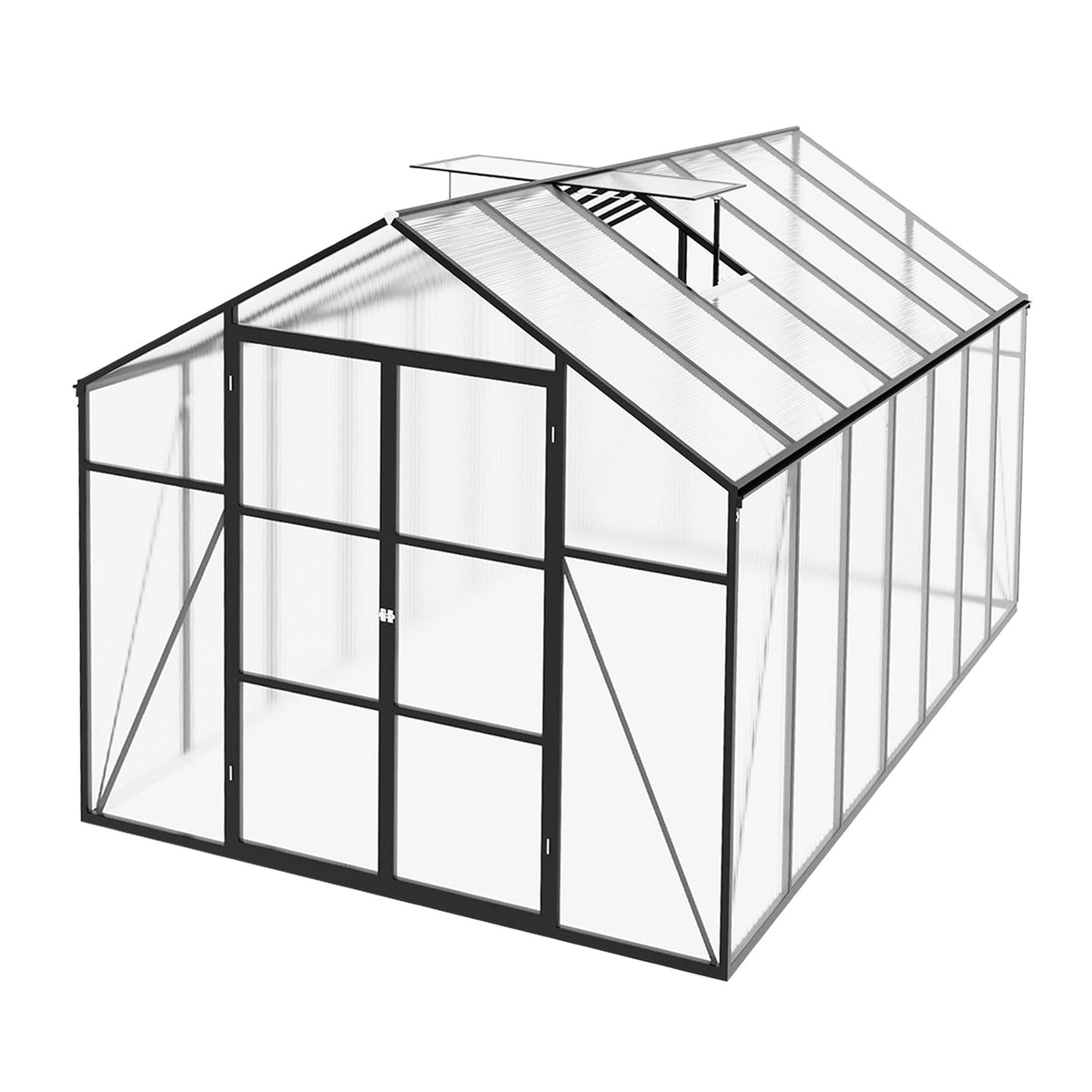 Gain Height Windproof Greenhouse with Heavy-Duty Frame - Black