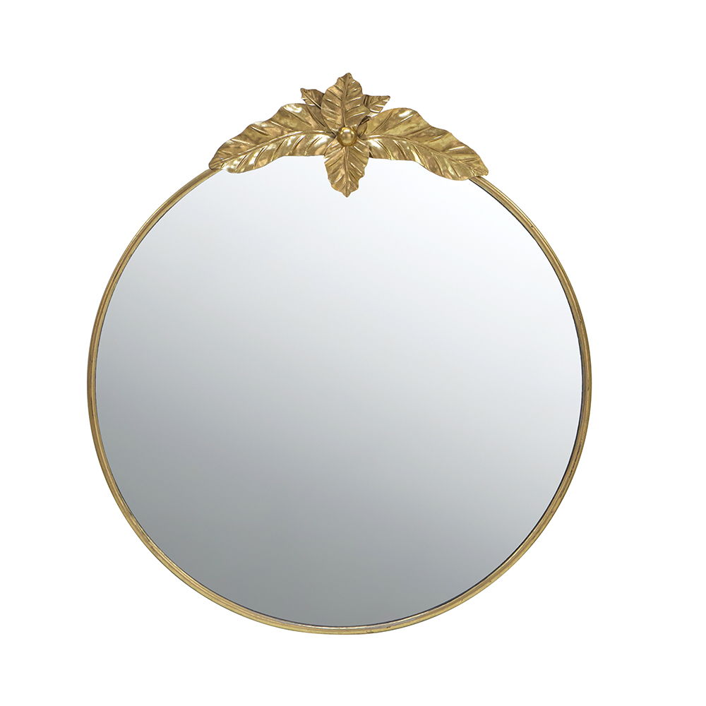 Large Round Wall Mirror With Metal Frame - Gold