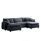 Oversized Modular Cushioned Sofa with Conversible Ottoman - Corduroy