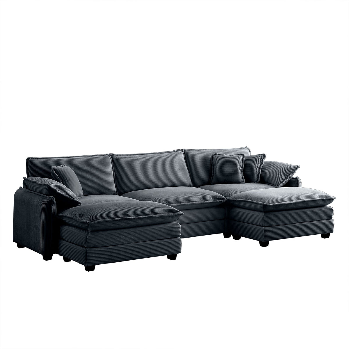 Oversized Modular Cushioned Sofa with Conversible Ottoman - Corduroy
