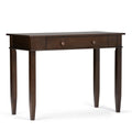 Solid Wood Writing Desk with Flip-Down Keyboard Tray - Dark Tobacco Brown