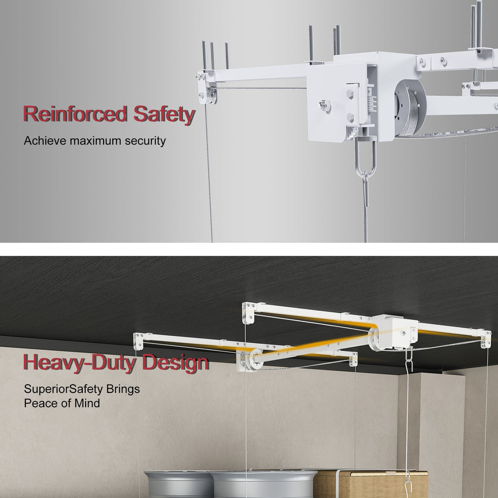 Overhead Garage Storage Rack with All-Steel Construction - White