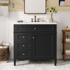 36" Bathroom Vanity with Ceramic Sink and Storage Drawers - Multiple Colors