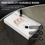 Modern Bathroom Vanity with Ceramic Basin and Storage Cabinet - Light Brown, Black, or White