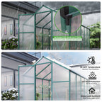 Polycarbonate Walk-In Greenhouse with Raised Base - Green