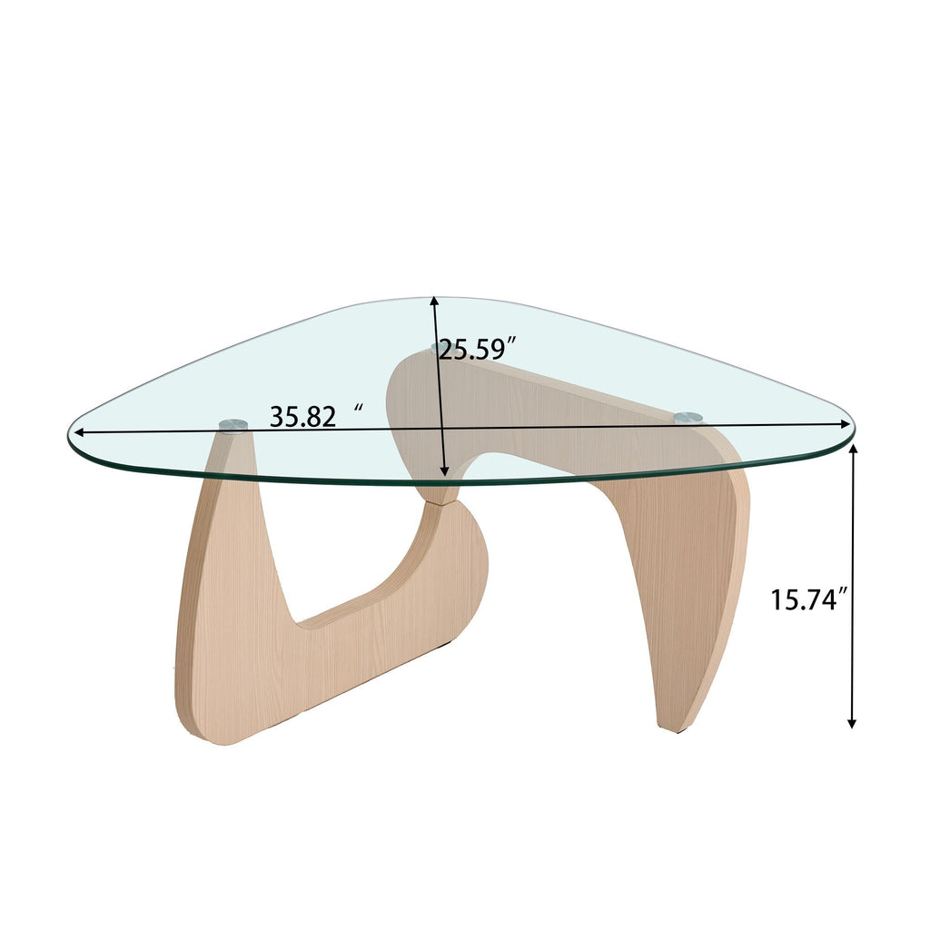 Modern Center Coffee Table with Tempered Glass Top - Light Brown, Black, Dark Brown
