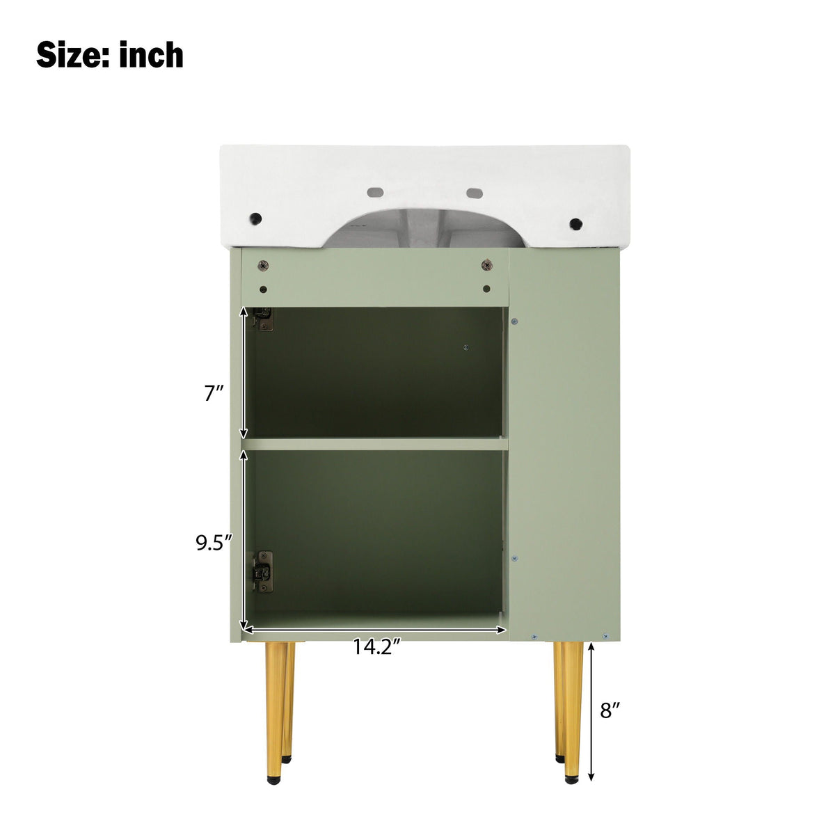 Bathroom Vanity with Single Ceramic Sink and Side Storage - Multiple Colors