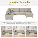 U-Shaped Upholstered Sectional Sofa with Movable Ottoman