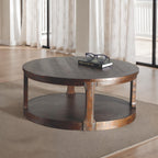 Transitional Espresso Coffee Table with Open Storage - Engineered Pine