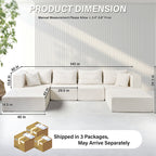 140" Modular Sectional Sofa Bed with Convertible U-Shaped Design - Corduroy