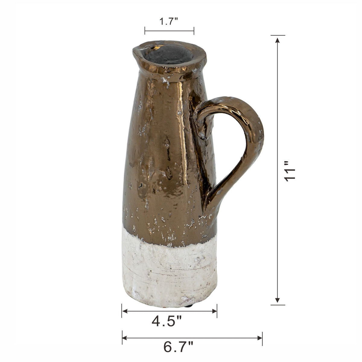 Gold Terracotta Pitcher Vase with Durable Ceramic Construction - Gold