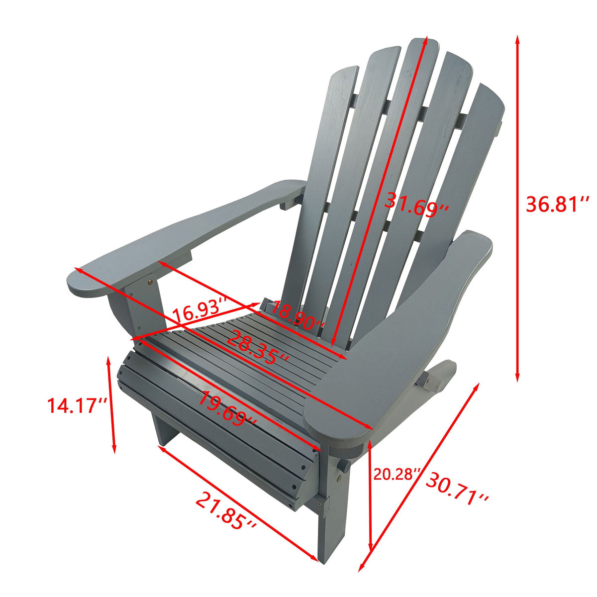Walnut Adirondack Chair with Foldable Design - Outdoor or Indoor
