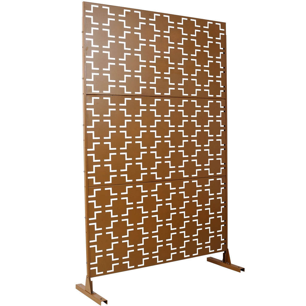 Black Metal Room Divider Privacy Screen with Rust-Resistant Finish
