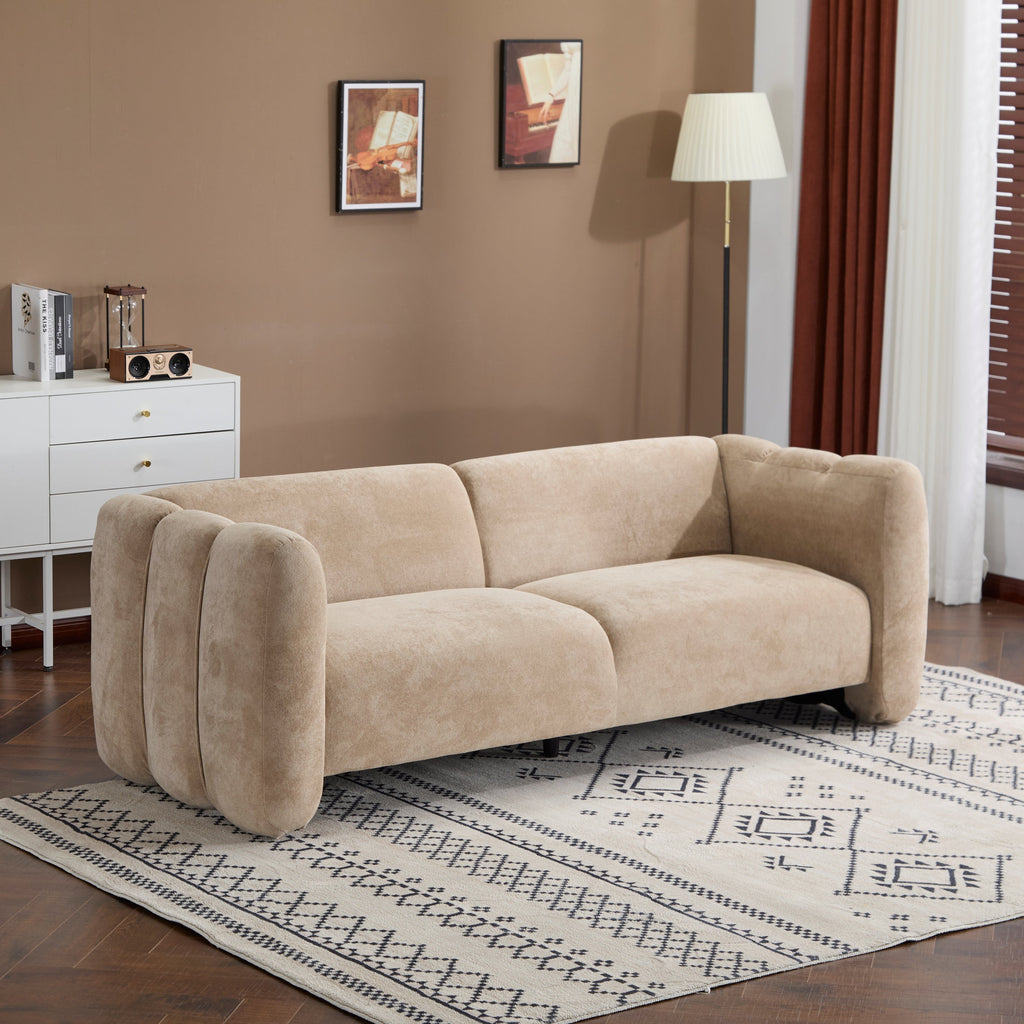 83" Velvet 3-Seater Sofa with Wave Design - Blue