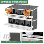 Wooden Chicken Nesting Box with 2 Egg Collection Drawers - White / Gray
