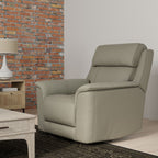 Oslo Leather Swivel Glider Recliner with Manual Recline - Dark Brown, Blue, Dark Gray