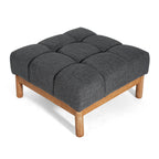 Modern Upholstered Deep Biscuit-style Tufted Ottoman with Square Profile - Gray or White