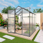 Windproof Greenhouse with Raised Base - Polycarbonate Panels - Black