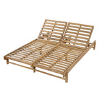 Light Teak Acacia Wood Double Chaise Lounger Set with Dark Grey Cushions - Patio Seating