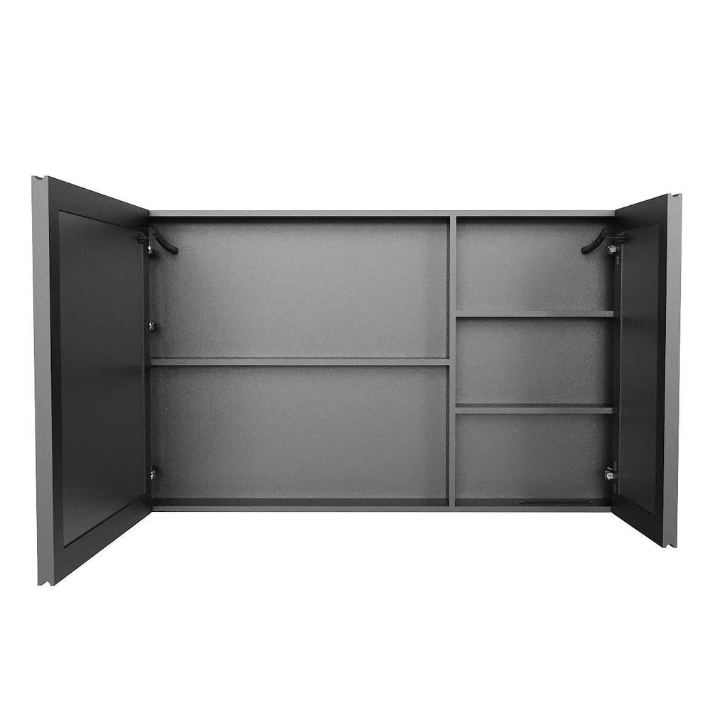 LED Bathroom Medicine Cabinet with Multi-Layer Storage - Aluminium