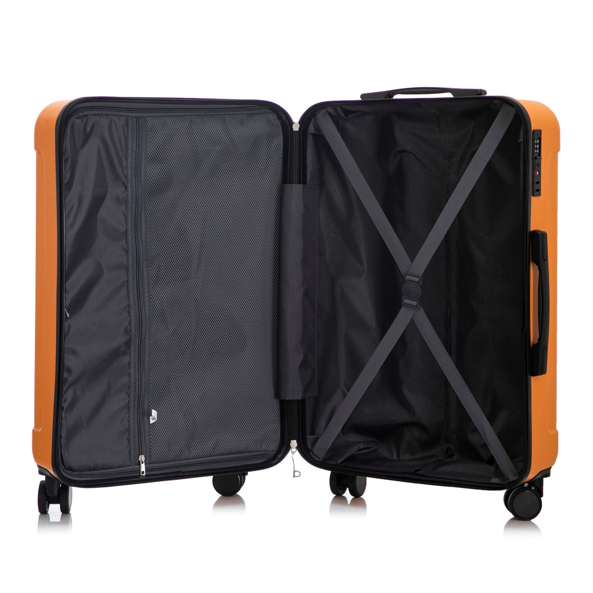 3-Piece ABS Spinner Wheel Luggage Set with TSA Lock - Black and Orange
