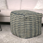 Teal Blue Fabric Square Pouf Ottoman with Polystyrene Bead Fill - 16"