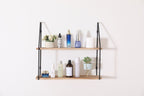 Light Brown 5-Tier Wall Shelves with Decorative Hanging Display - Light Brown