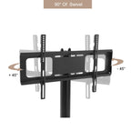 Adjustable Tempered Glass Metal TV Stand with Lockable Wheels - Black