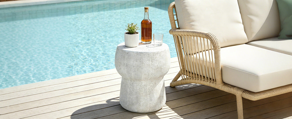 Outdoor Patio Accent Table with Crack Process - Magnesium Oxide Finish