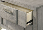Gray 2 Drawer Nightstand with Bookmatched Veneers and USB Port