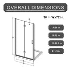 Frameless Glass Shower Door Bifold with Zinc Alloy Handle - Pearl Silver or Black