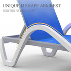 Adjustable Aluminum Patio Chaise Lounge Chair with Armrest - Blue