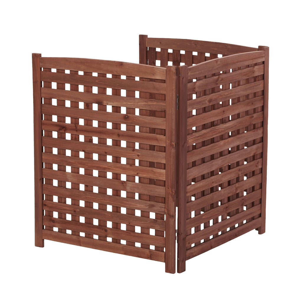 3 Panel Outdoor Air Conditioner Fence Screen with Solid Wood - Light Brown or Dark Gray