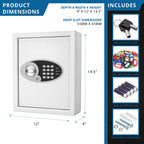 48 Keys Digital Key Cabinet Wall Safe with Keypad Access - White