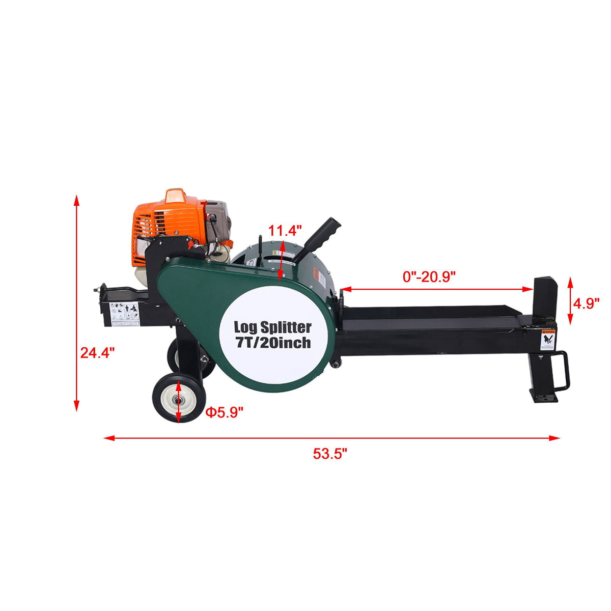 Portable Double Flywheel Electric Log Splitter 7 Ton with Auto Return - Gray