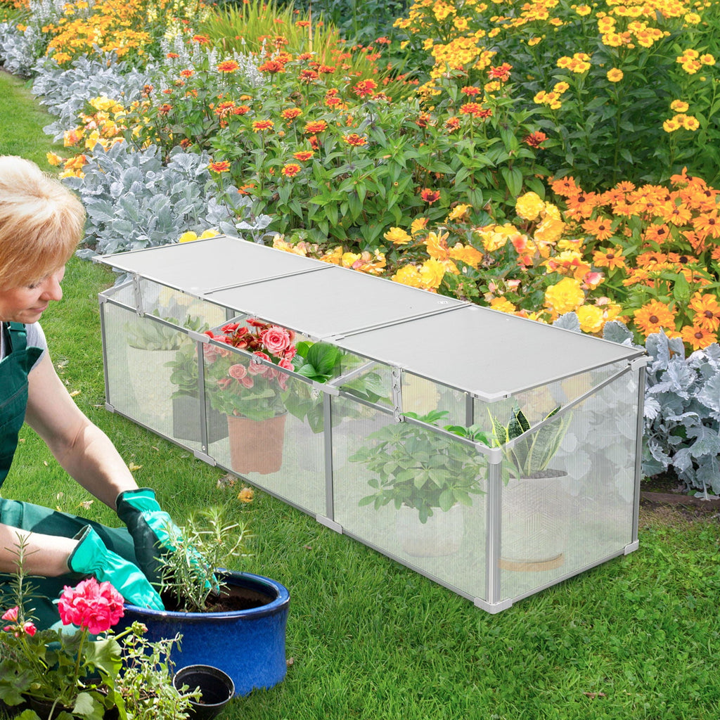 Polycarbonate Greenhouse with Durable Aluminum Frame - Silver